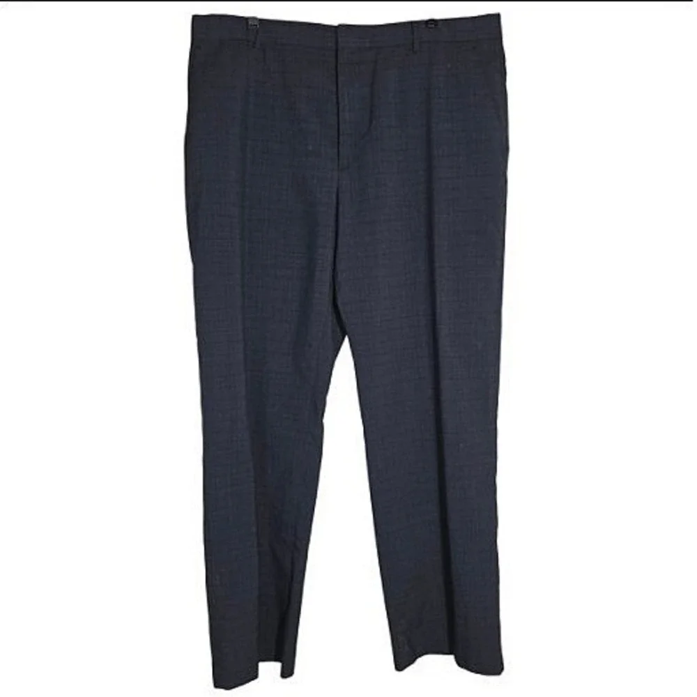 Banana Republic Tailored Fit Dress Pants Men's 38x31 Gray Blue Plaid Slacks Good